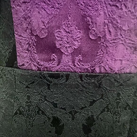 Badgley Mischka Belle Jacquard Colorblock striped dress Short Sleeve Purple 6 - Picture 11 of 12